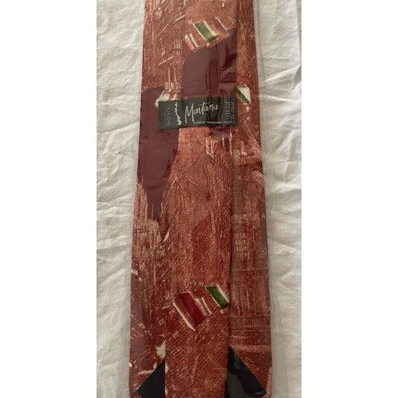 New Vintage Dead Stock 1980’s Claude Montana 100% Silk Tie Italian Cathedral - Picture 3 of 3